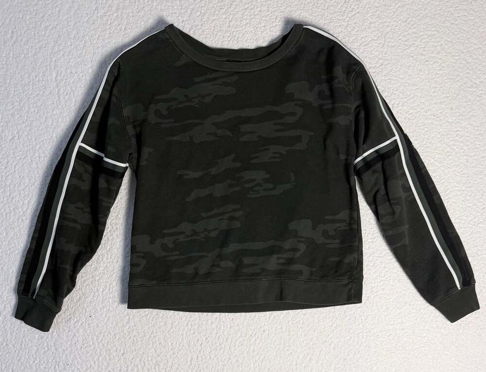 Sanctuary x Anthropologie Women's Camo Pullover Sweatshirt Side Striped Trim